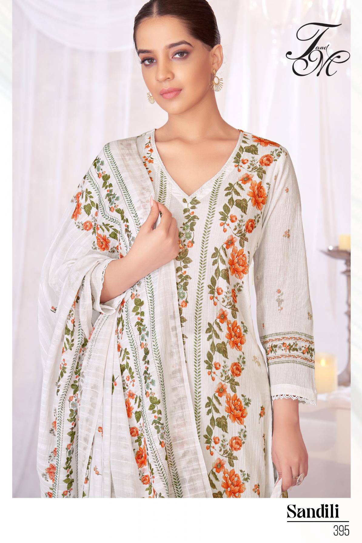 SANDILI BY T&M COTTON CRUSH ELEGANCE STYLE UNSTITCH 3PCS DRESS