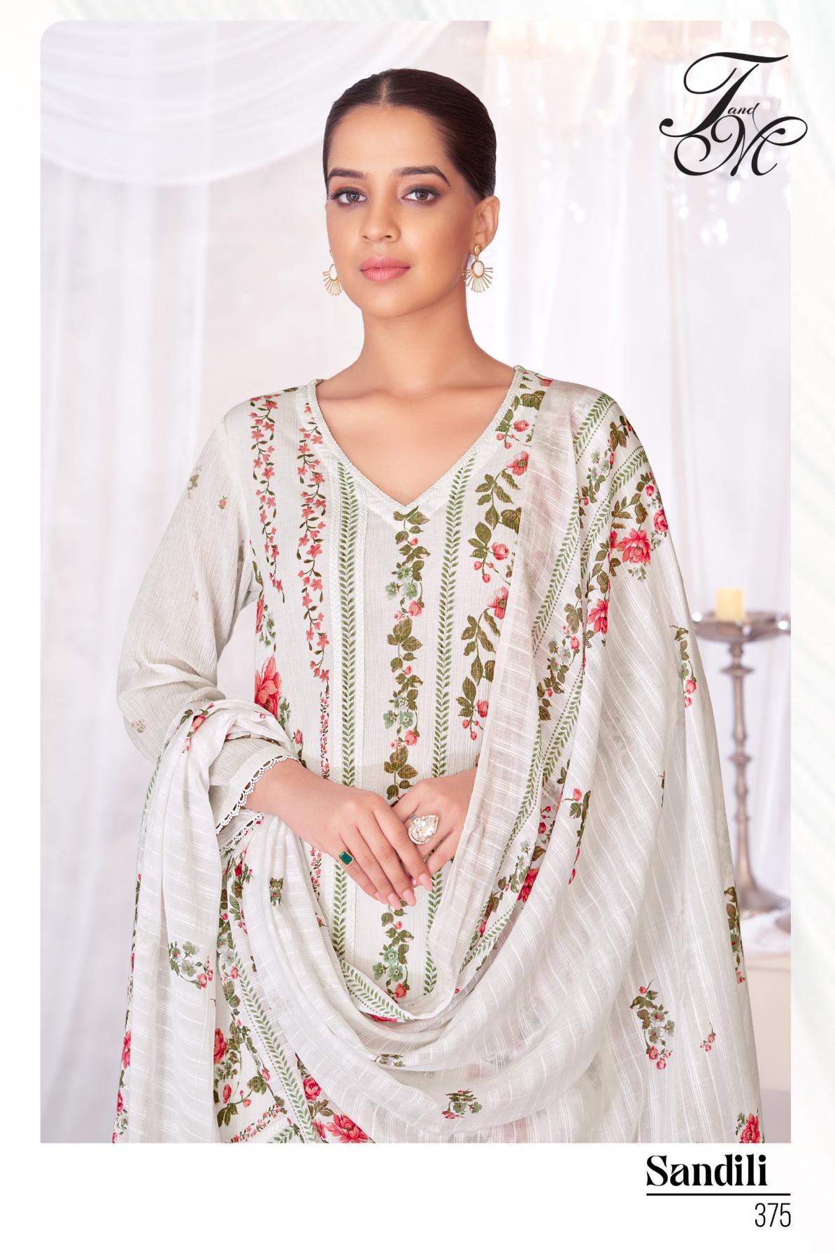 SANDILI BY T&M COTTON CRUSH ELEGANCE STYLE UNSTITCH 3PCS DRESS