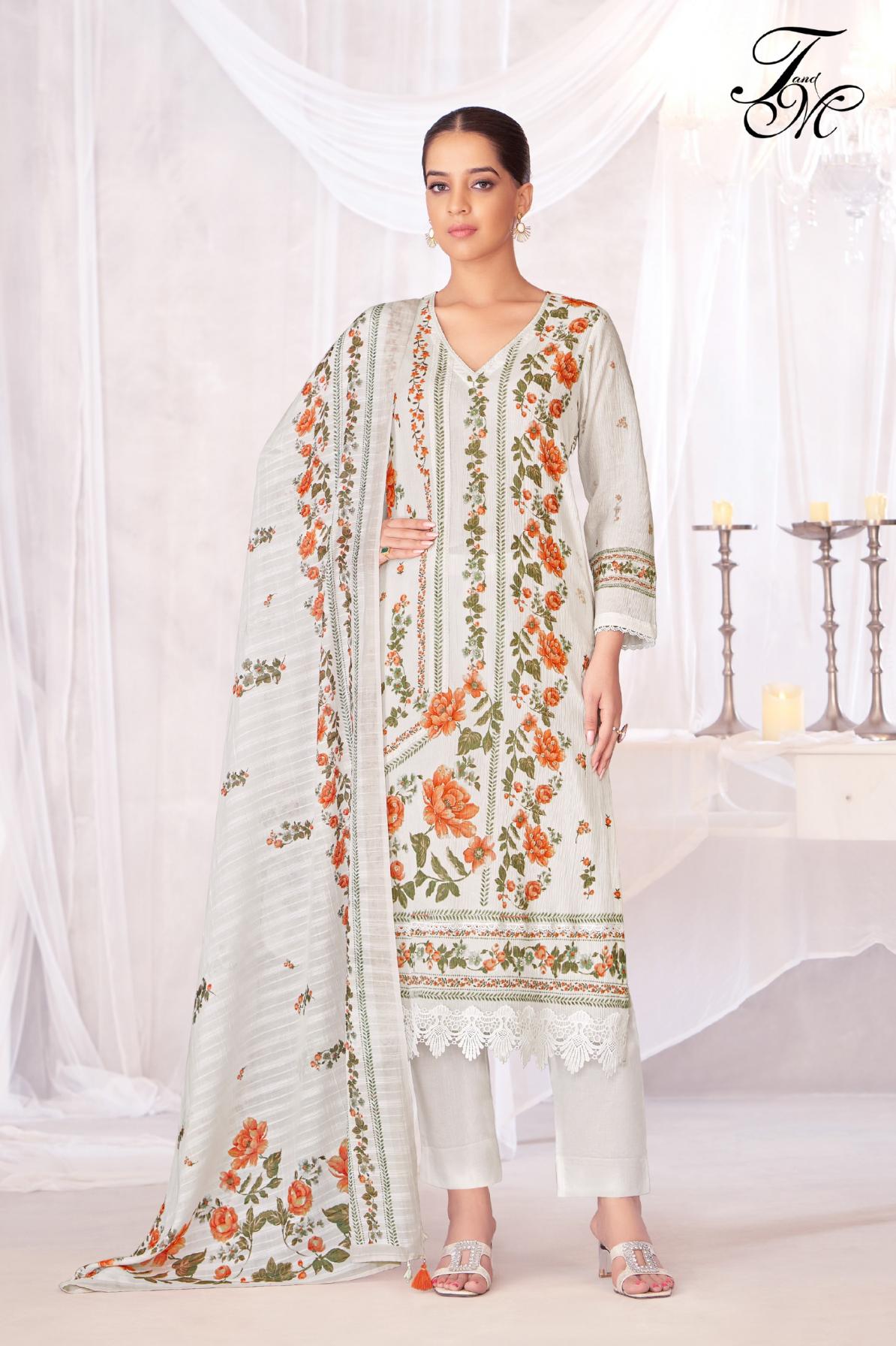 SANDILI BY T&M COTTON CRUSH ELEGANCE STYLE UNSTITCH 3PCS DRESS