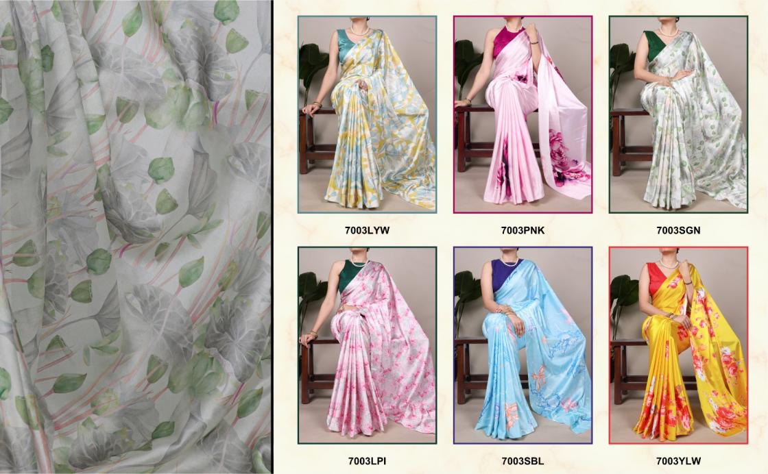 YNF7003 BEAUTIFUL LOOK SATIN SILK FLORAL PRINTED SAREES 