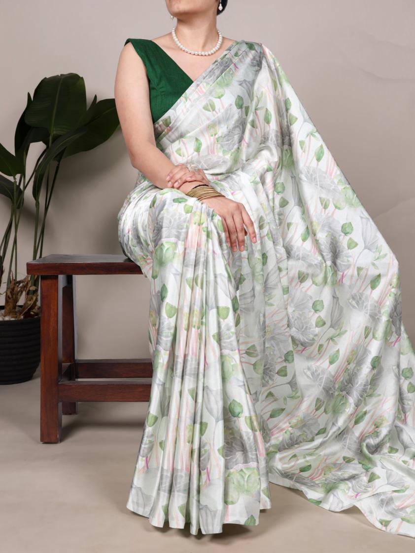 YNF7003 BEAUTIFUL LOOK SATIN SILK FLORAL PRINTED SAREES 