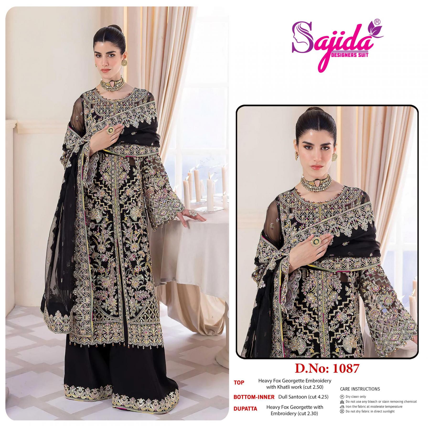 SAJIDA DESIGNER 1087 HIT DESIGN GEORGETTE PAKISTANI DRESS FOR WOMENS 