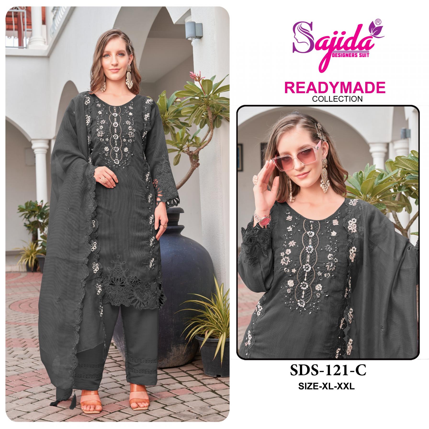 SAJIDA DESIGNER 121 VISCOSE ORGANZA HIT DESIGN PAKISTANI PLUS SIZE SUITS 
