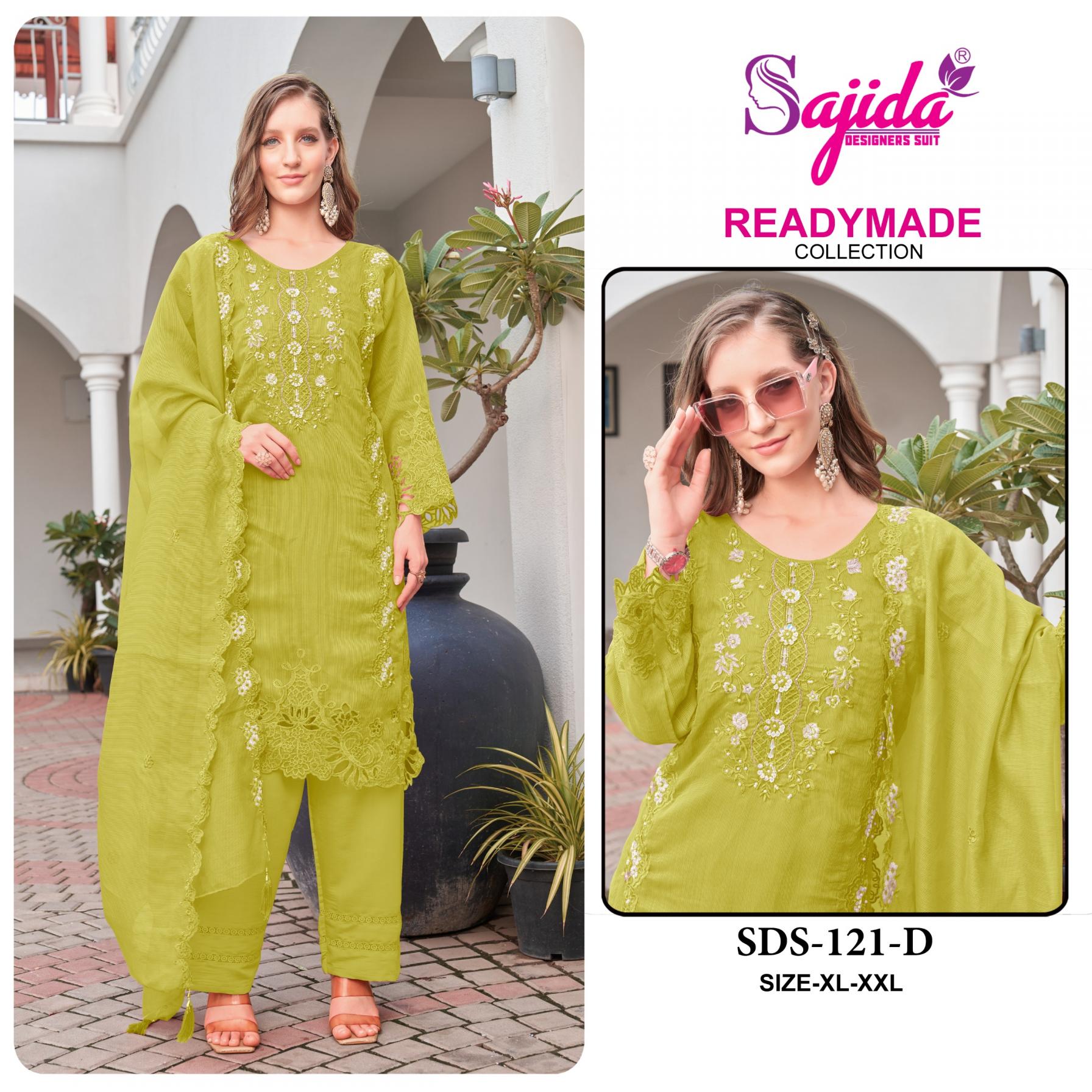 SAJIDA DESIGNER 121 VISCOSE ORGANZA HIT DESIGN PAKISTANI PLUS SIZE SUITS 
