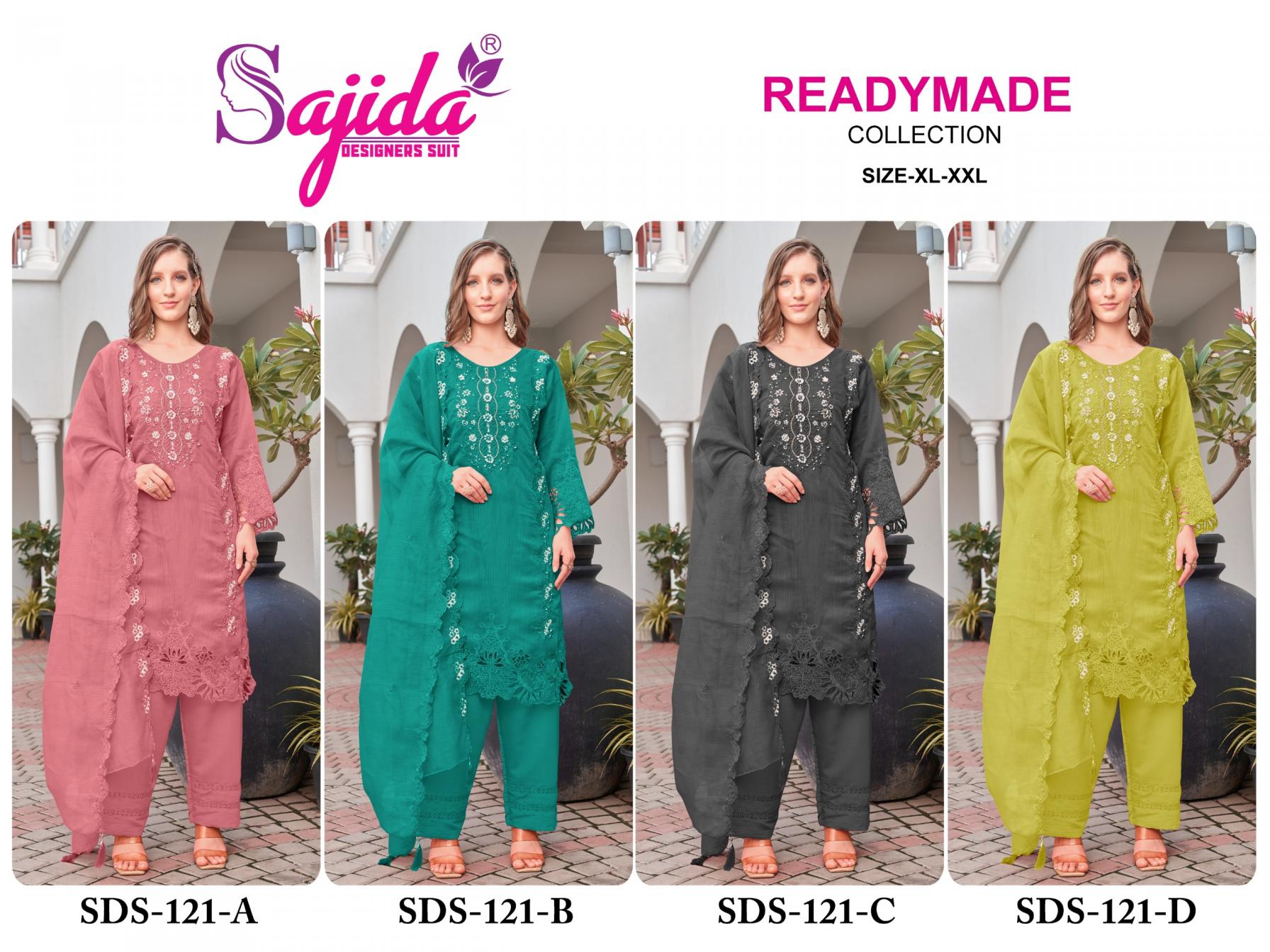 SAJIDA DESIGNER 121 VISCOSE ORGANZA HIT DESIGN PAKISTANI PLUS SIZE SUITS 