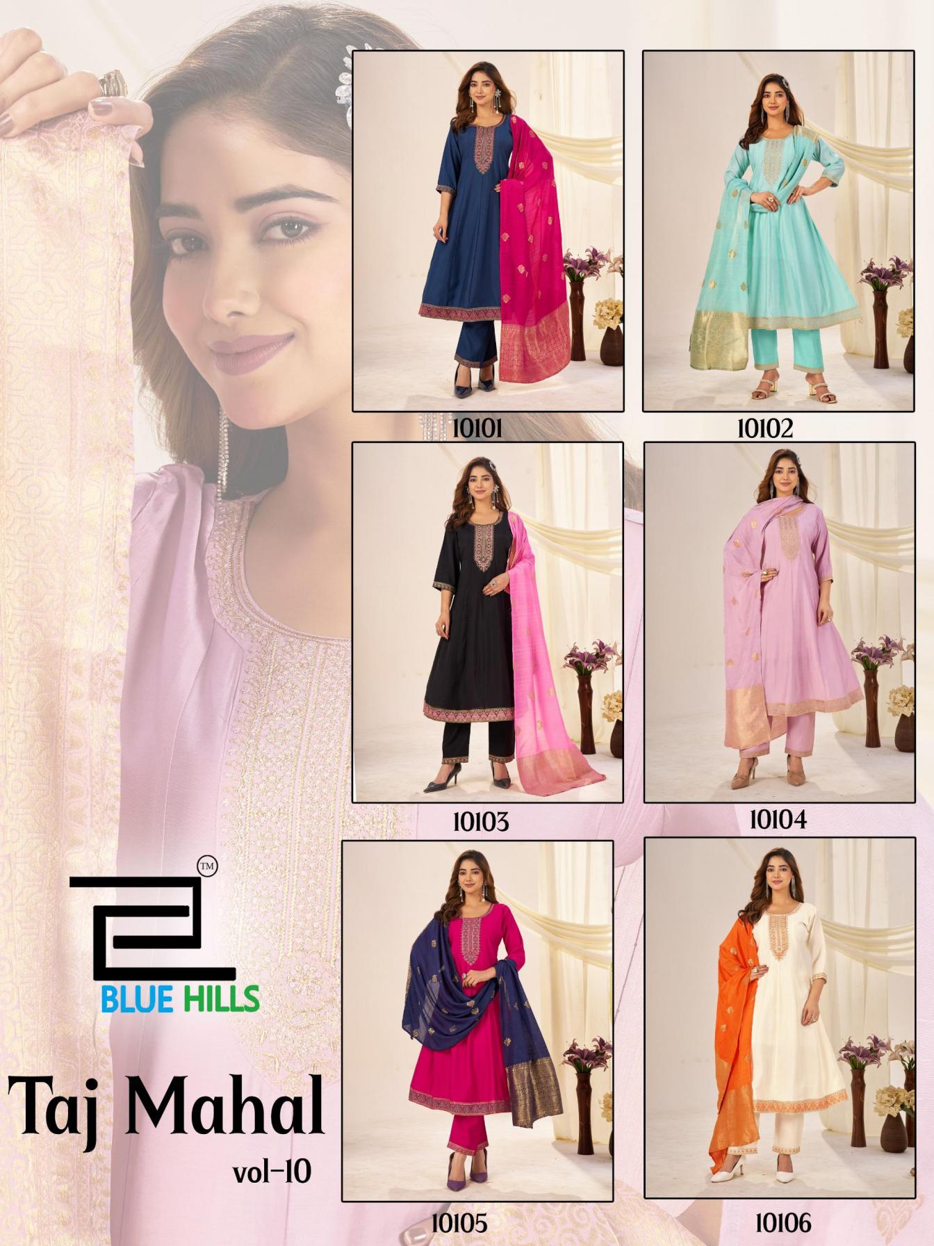 TAJ MAHAL VOL 10 BY BLUE HILLS ROMAN SILK FULL STITCH BIG SIZE DRESS