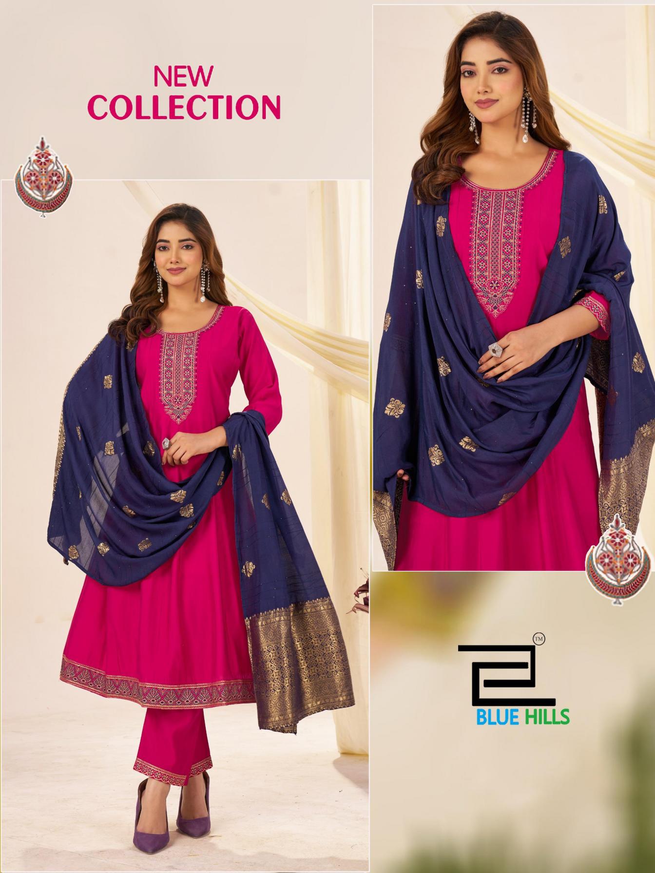 TAJ MAHAL VOL 10 BY BLUE HILLS ROMAN SILK FULL STITCH BIG SIZE DRESS