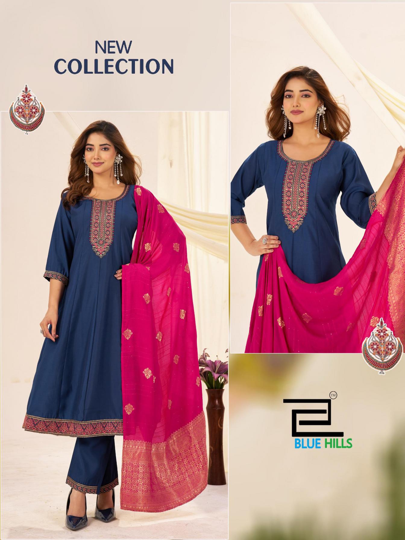 TAJ MAHAL VOL 10 BY BLUE HILLS ROMAN SILK FULL STITCH BIG SIZE DRESS