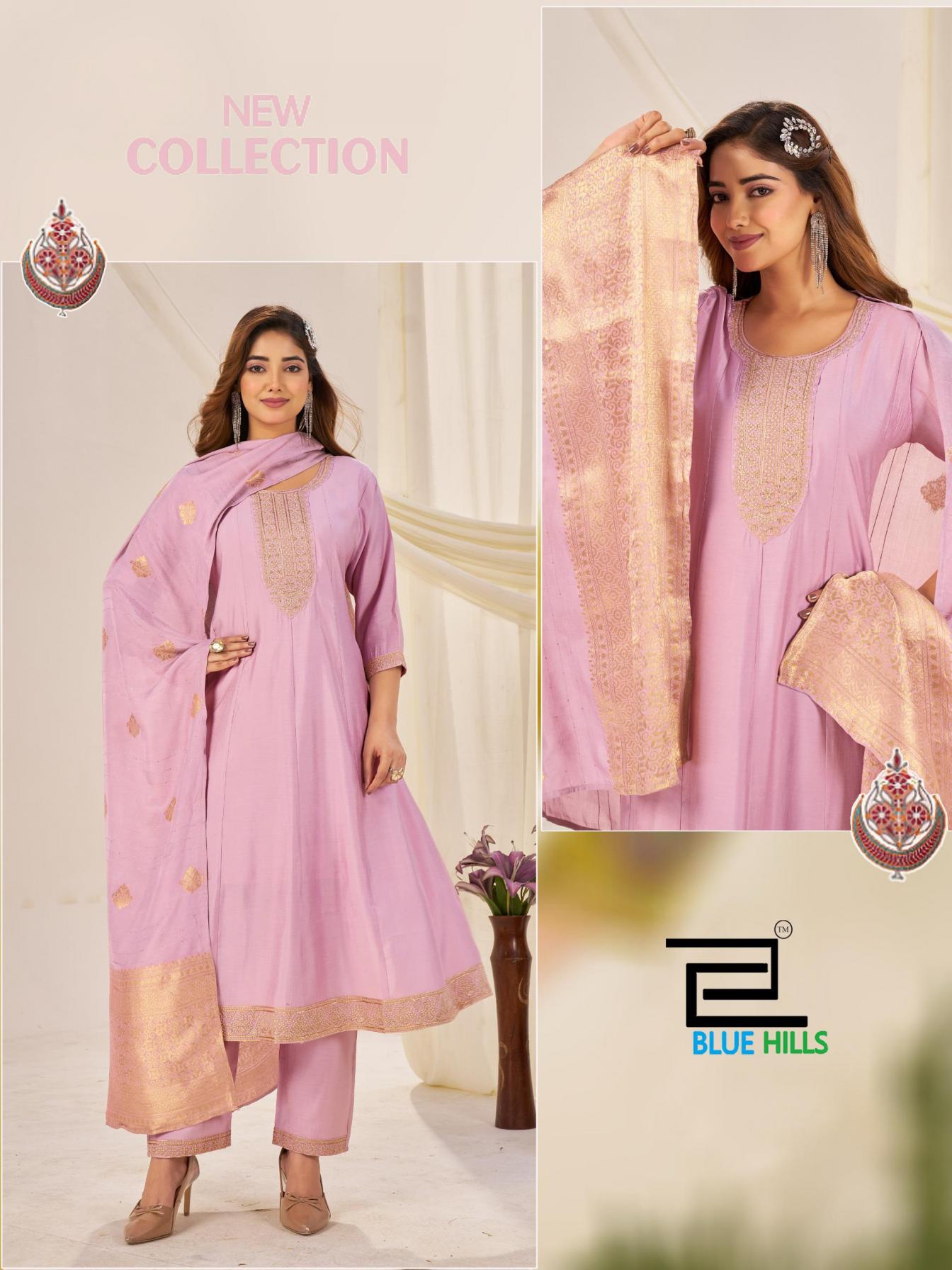 TAJ MAHAL VOL 10 BY BLUE HILLS ROMAN SILK FULL STITCH BIG SIZE DRESS