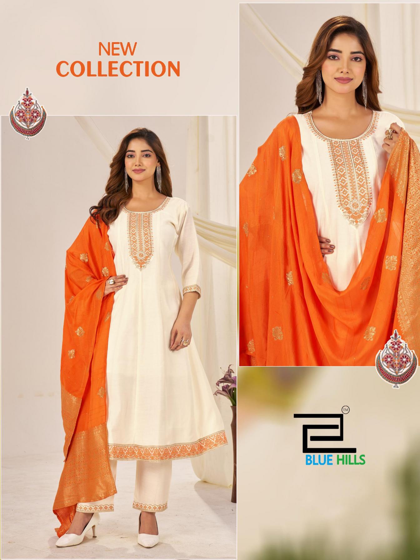 TAJ MAHAL VOL 10 BY BLUE HILLS ROMAN SILK FULL STITCH BIG SIZE DRESS