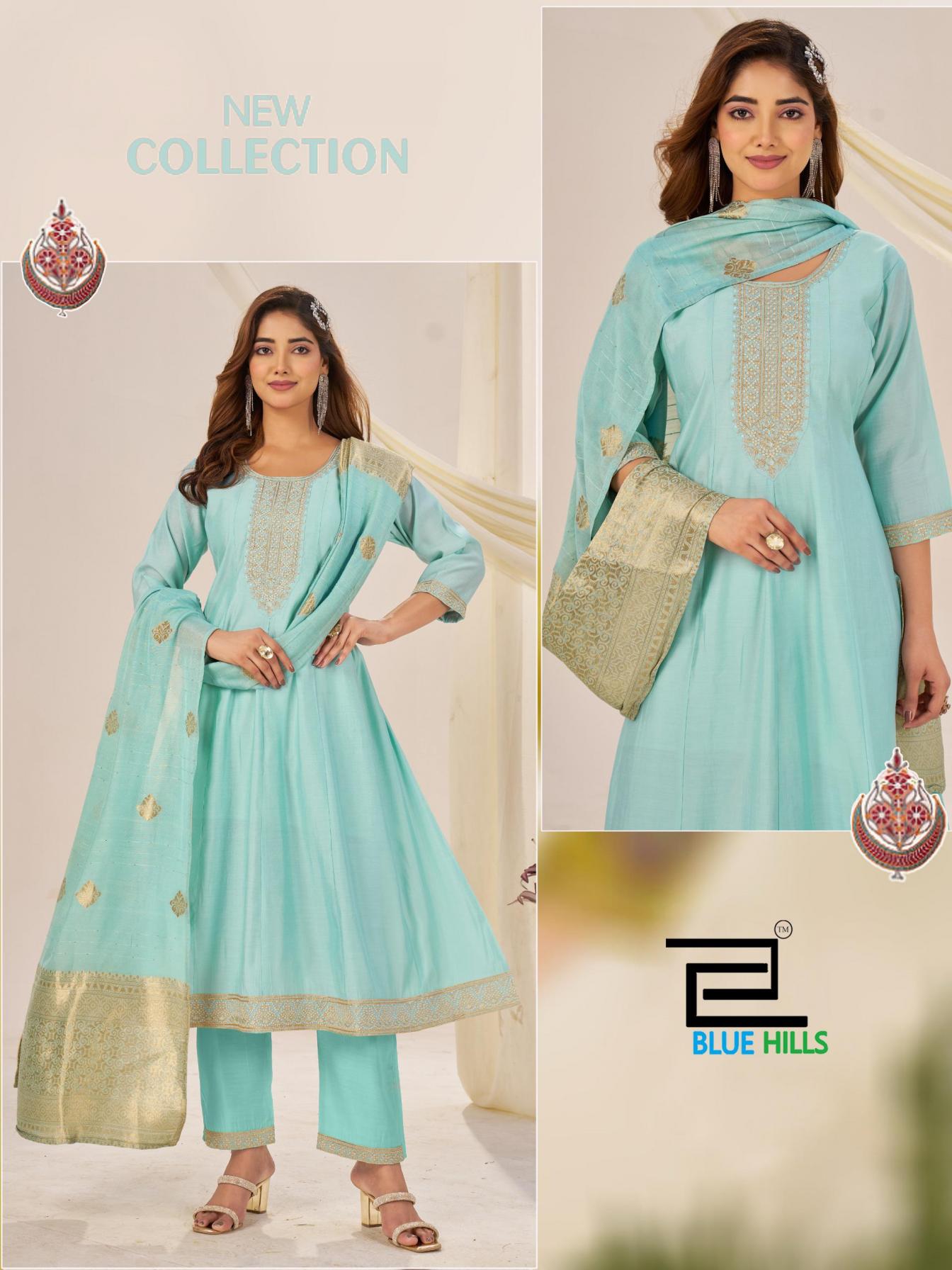 TAJ MAHAL VOL 10 BY BLUE HILLS ROMAN SILK FULL STITCH BIG SIZE DRESS