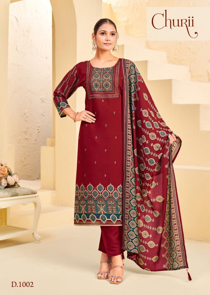 CORAL BELLS BY CHURII VISCOSE SILK FULL STITCH COMBO 3PCS DRESS