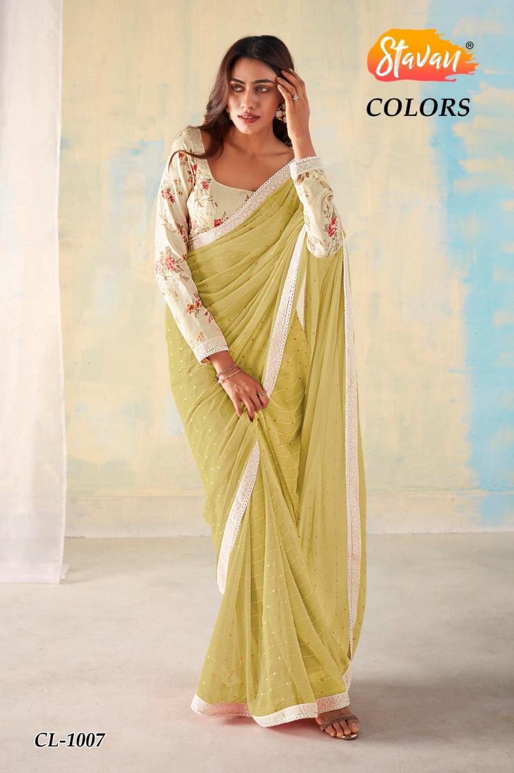 STAVAN COLORS PRETTY LOOK GEORGETTE WEAVING SAREES 