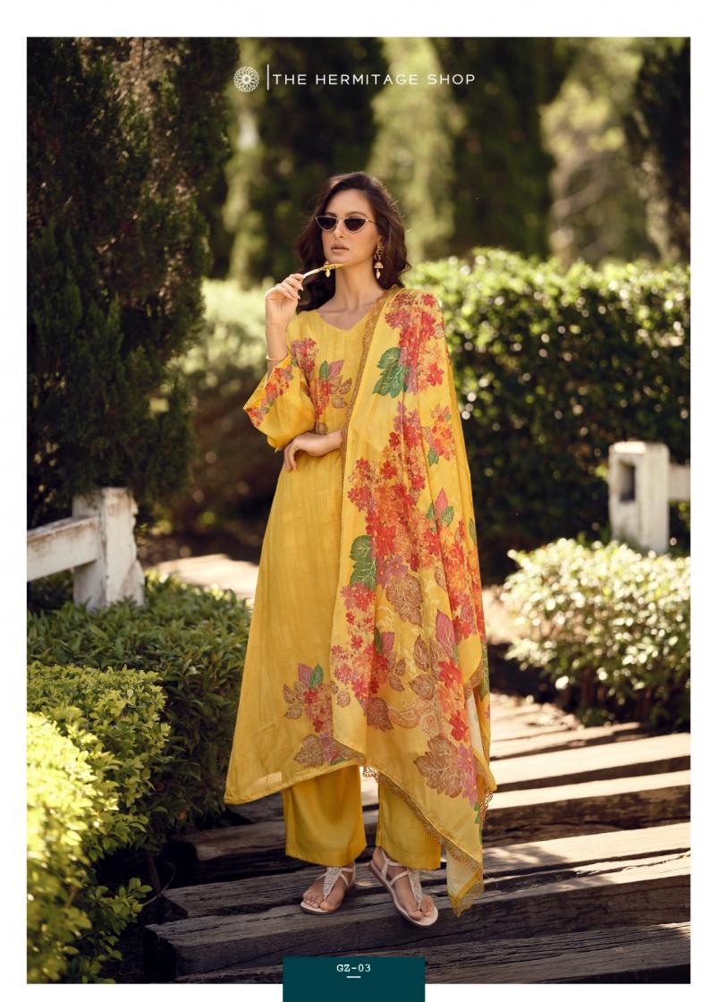 THE HERMITAGE SHOP GAZAB VISCOSE COTTON SILK PAKISTANI 3PCS DRESS