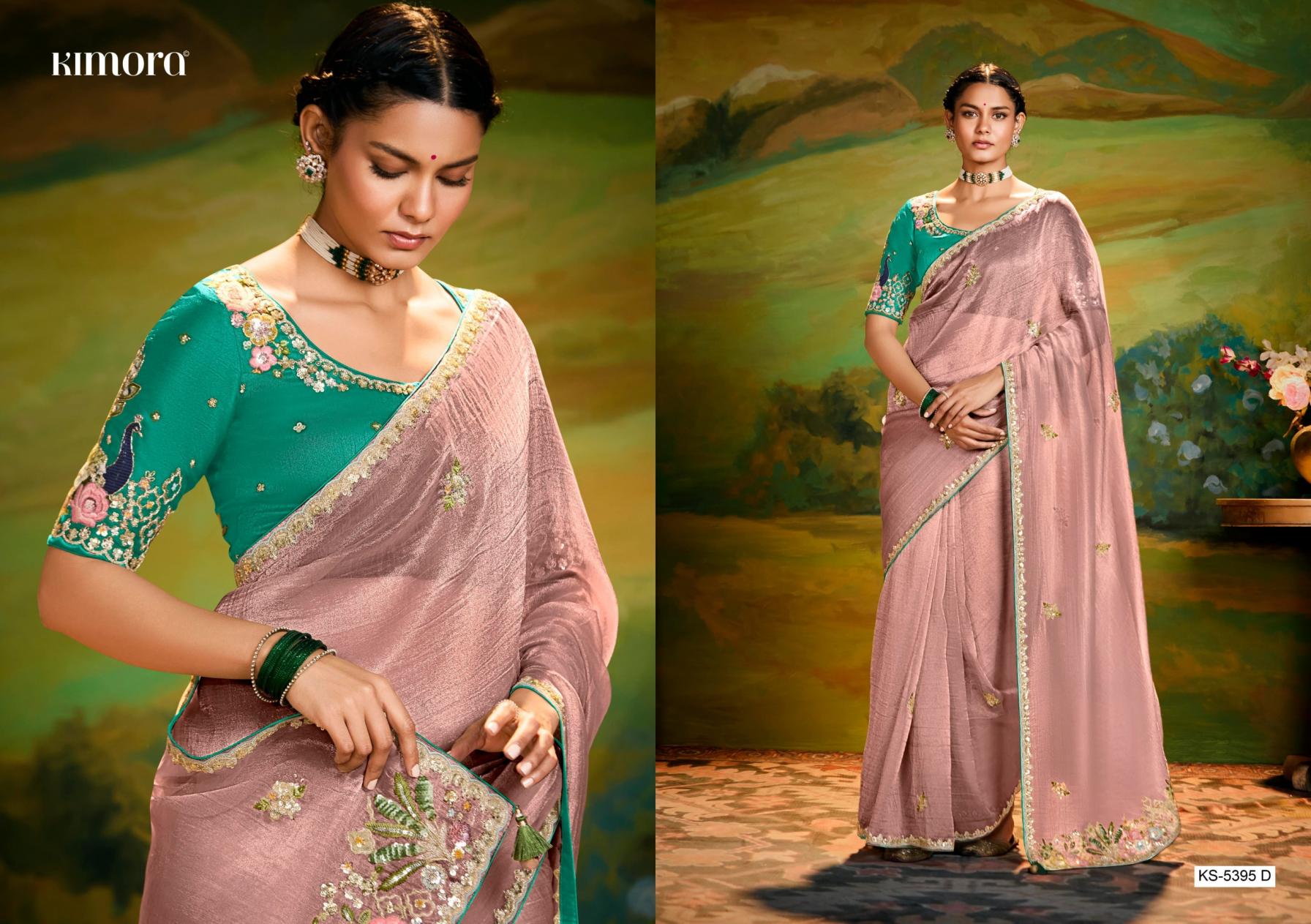 KIMORA KAJAL 5395 TISSUE ORGANZA TRADITIONAL SAREE FOR FESTIVALS
