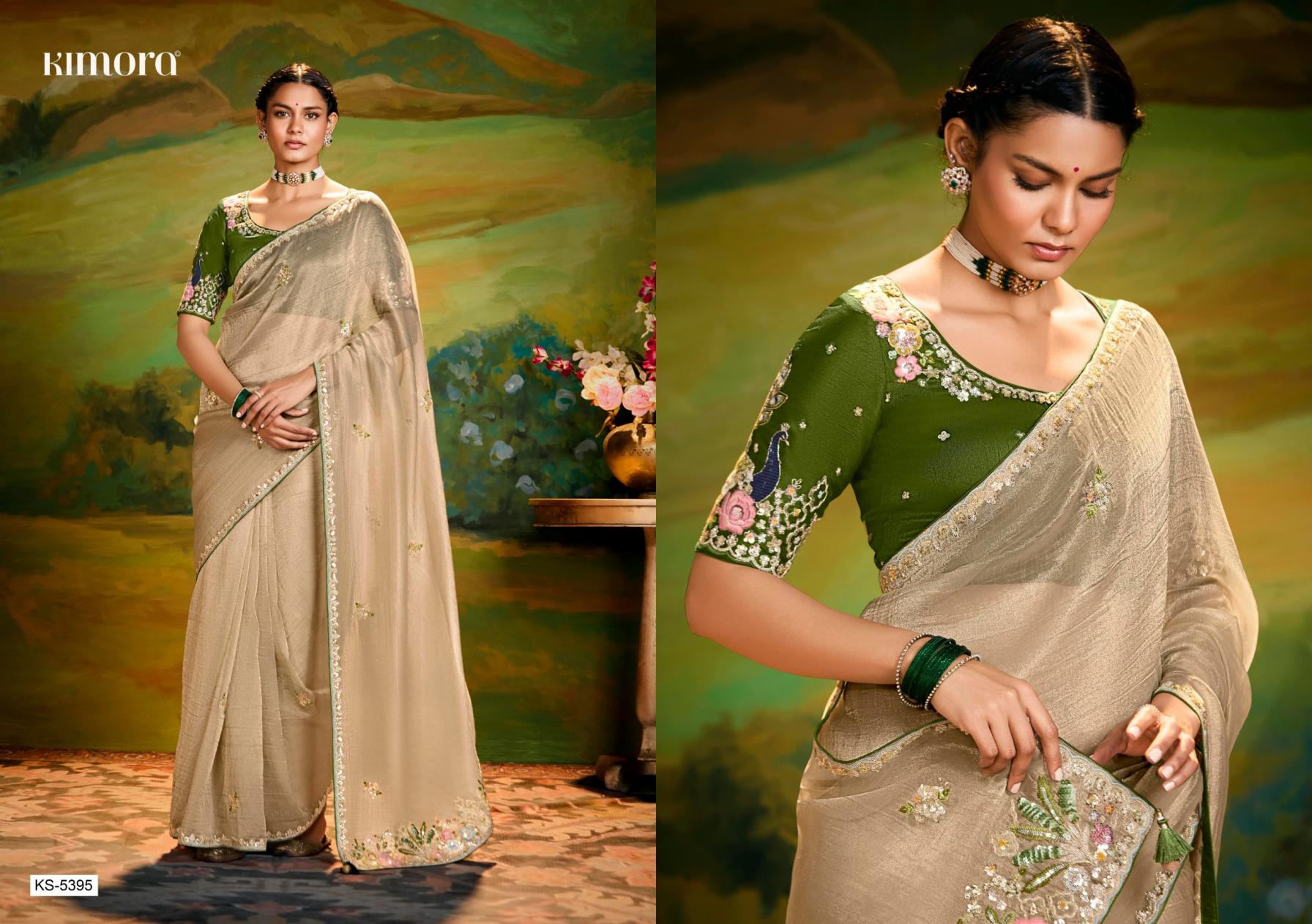 KIMORA KAJAL 5395 TISSUE ORGANZA TRADITIONAL SAREE FOR FESTIVALS