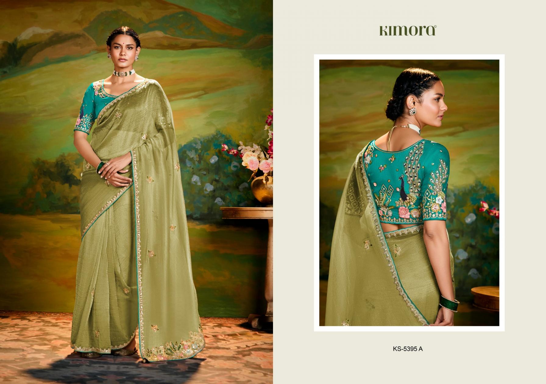 KIMORA KAJAL 5395 TISSUE ORGANZA TRADITIONAL SAREE FOR FESTIVALS