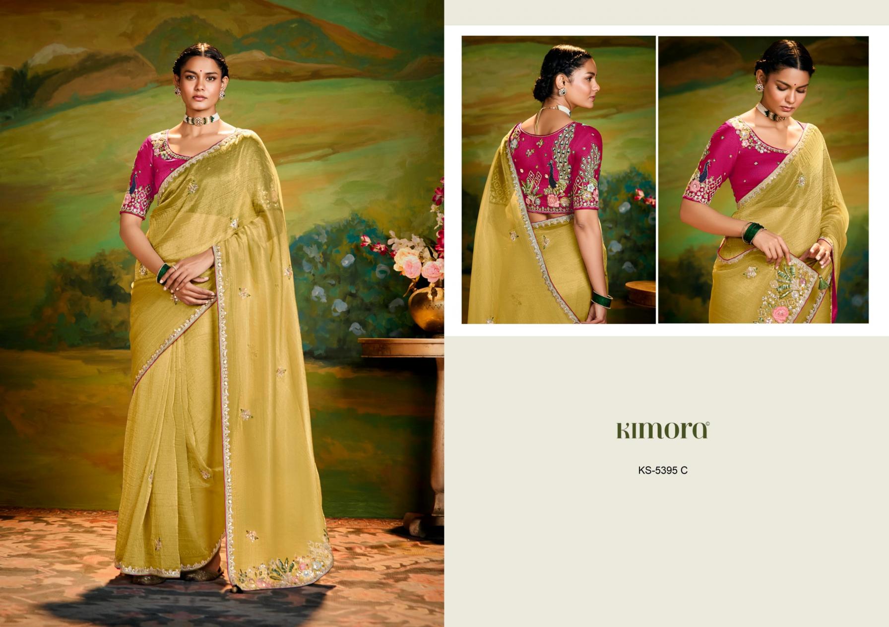 KIMORA KAJAL 5395 TISSUE ORGANZA TRADITIONAL SAREE FOR FESTIVALS
