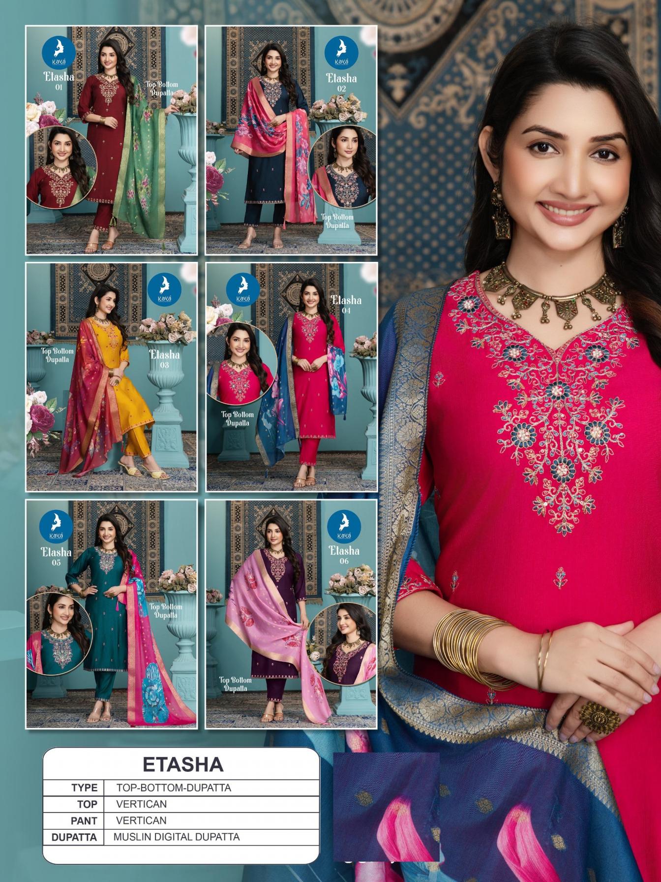 ETASHA BY KAYA VERTICAN FULL STITCH BIG SIZE LADIES SUITS 