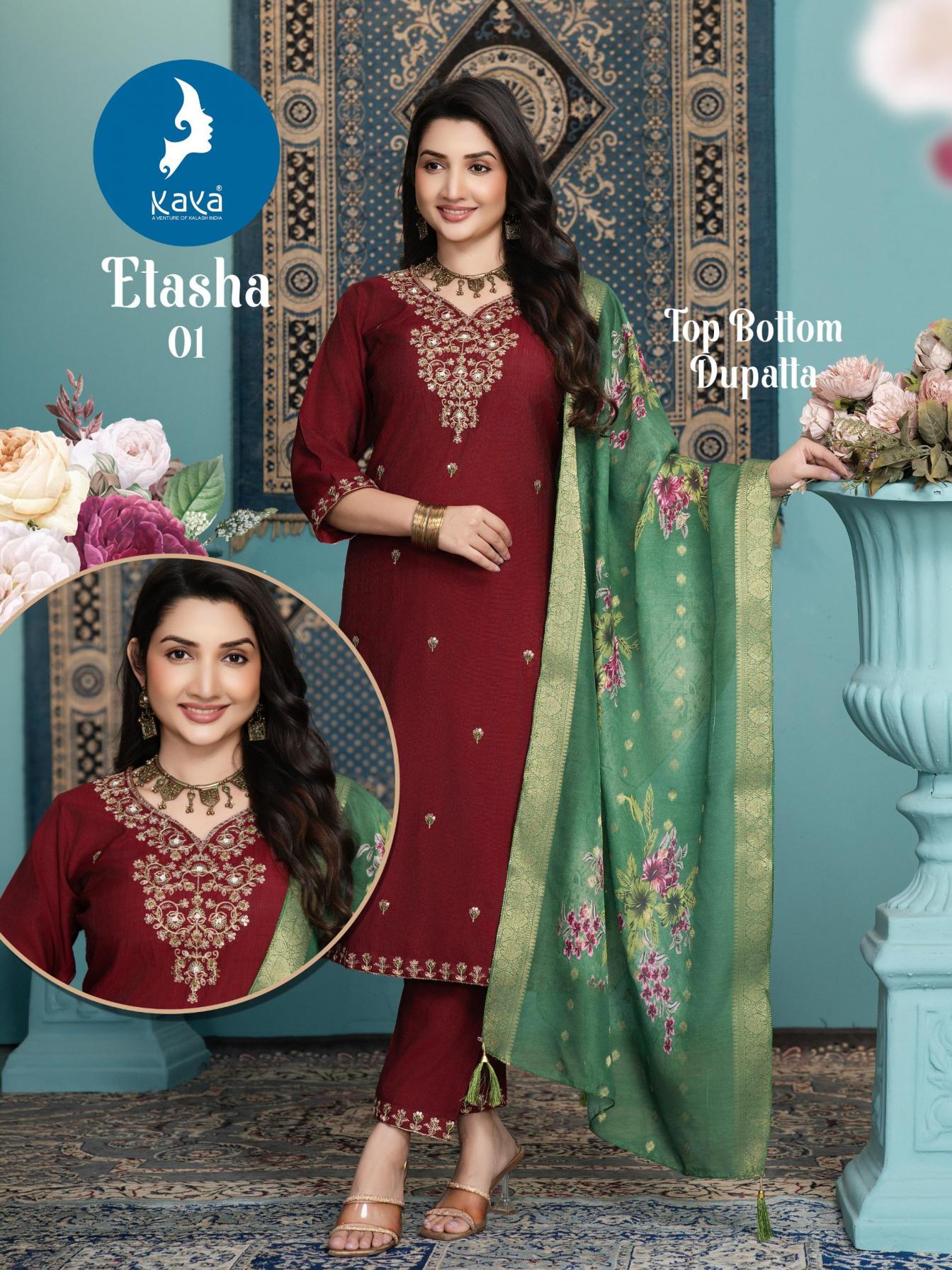 ETASHA BY KAYA VERTICAN FULL STITCH BIG SIZE LADIES SUITS 