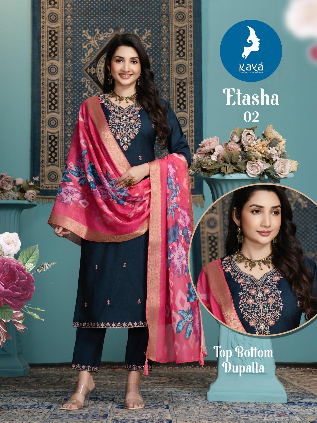ETASHA BY KAYA VERTICAN FULL STITCH BIG SIZE LADIES SUITS 