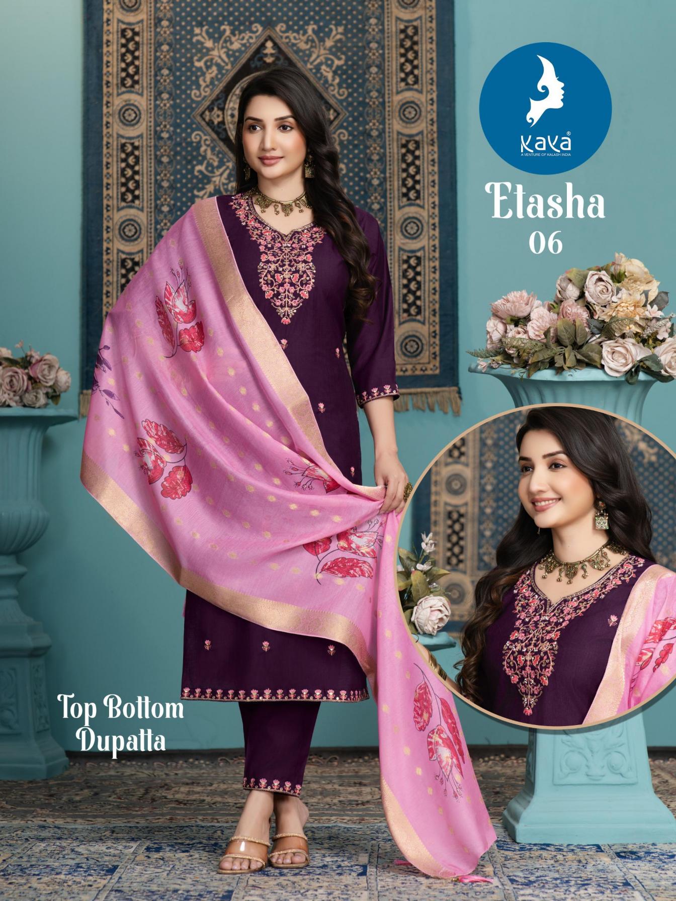 ETASHA BY KAYA VERTICAN FULL STITCH BIG SIZE LADIES SUITS 