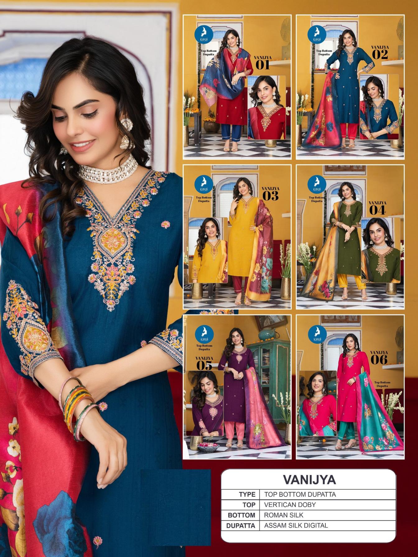 VANIJYA BY KAYA POPULAR DESIGN FULLY STITCH VERTICAN DOBY PLUS SIZE 3PCS DRESS