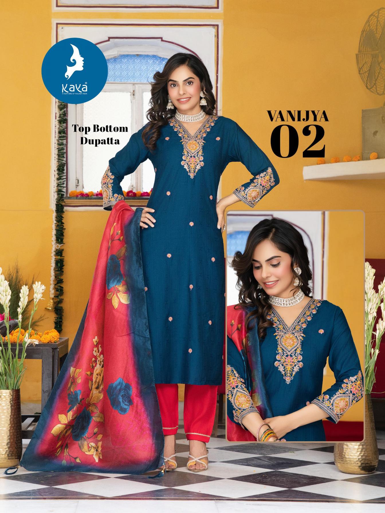 VANIJYA BY KAYA POPULAR DESIGN FULLY STITCH VERTICAN DOBY PLUS SIZE 3PCS DRESS