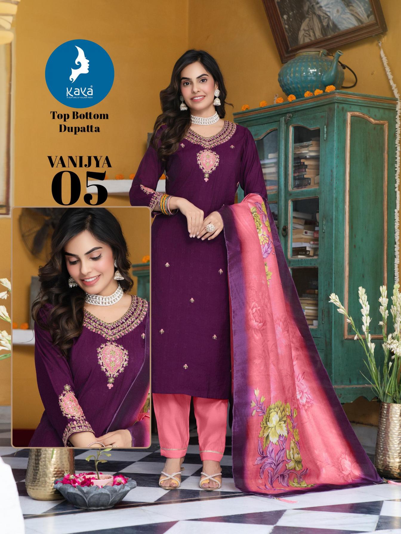 VANIJYA BY KAYA POPULAR DESIGN FULLY STITCH VERTICAN DOBY PLUS SIZE 3PCS DRESS