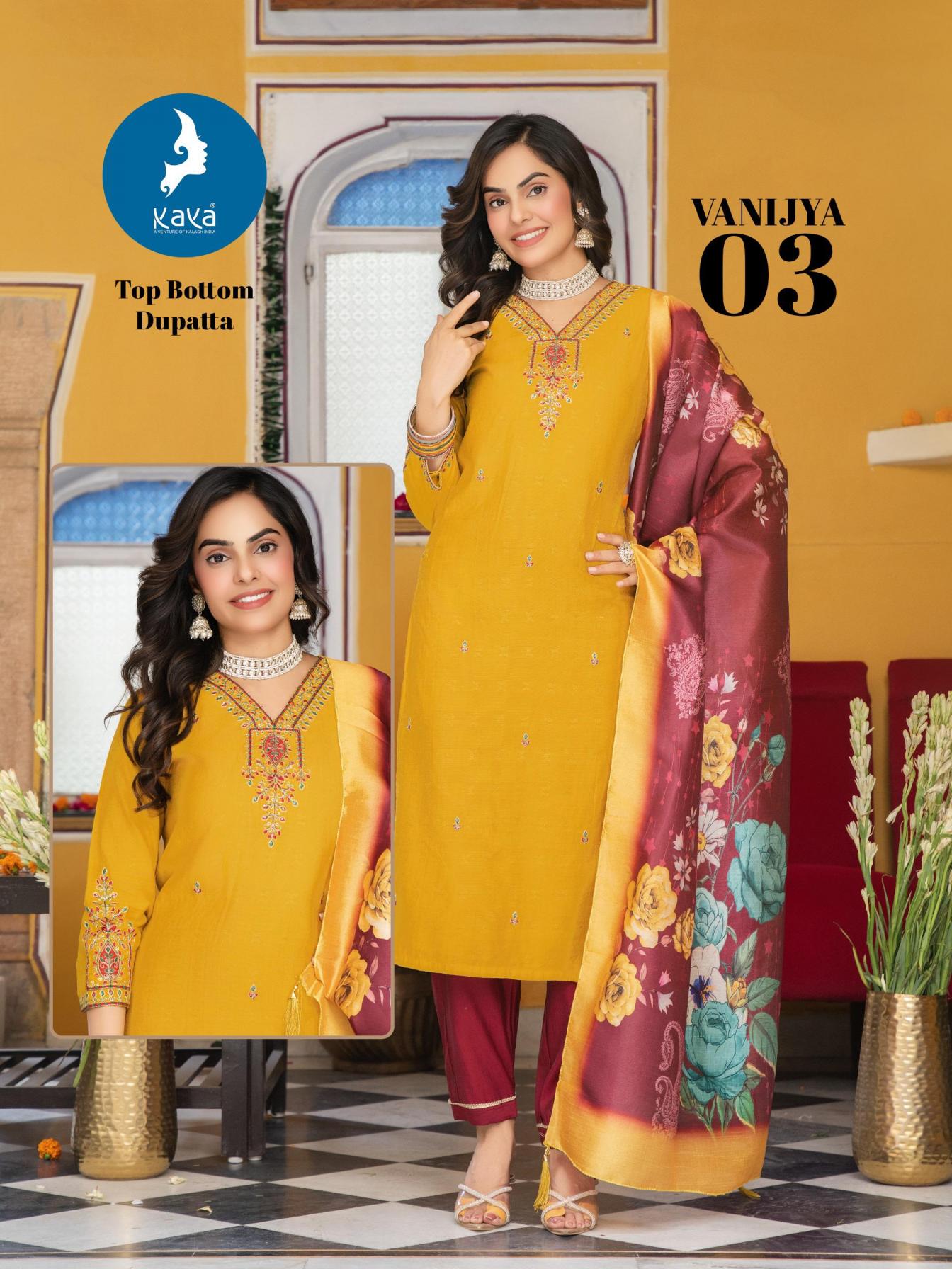 VANIJYA BY KAYA POPULAR DESIGN FULLY STITCH VERTICAN DOBY PLUS SIZE 3PCS DRESS