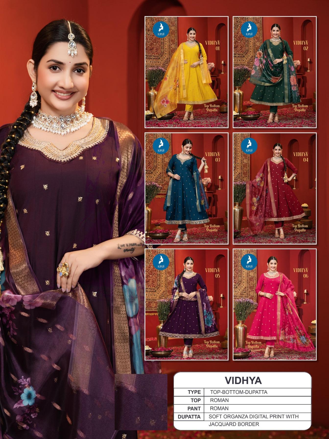 VIDHYA BY KAYA READYMADE ROMAN SILK BIG SIZE ANARKALI SUITS