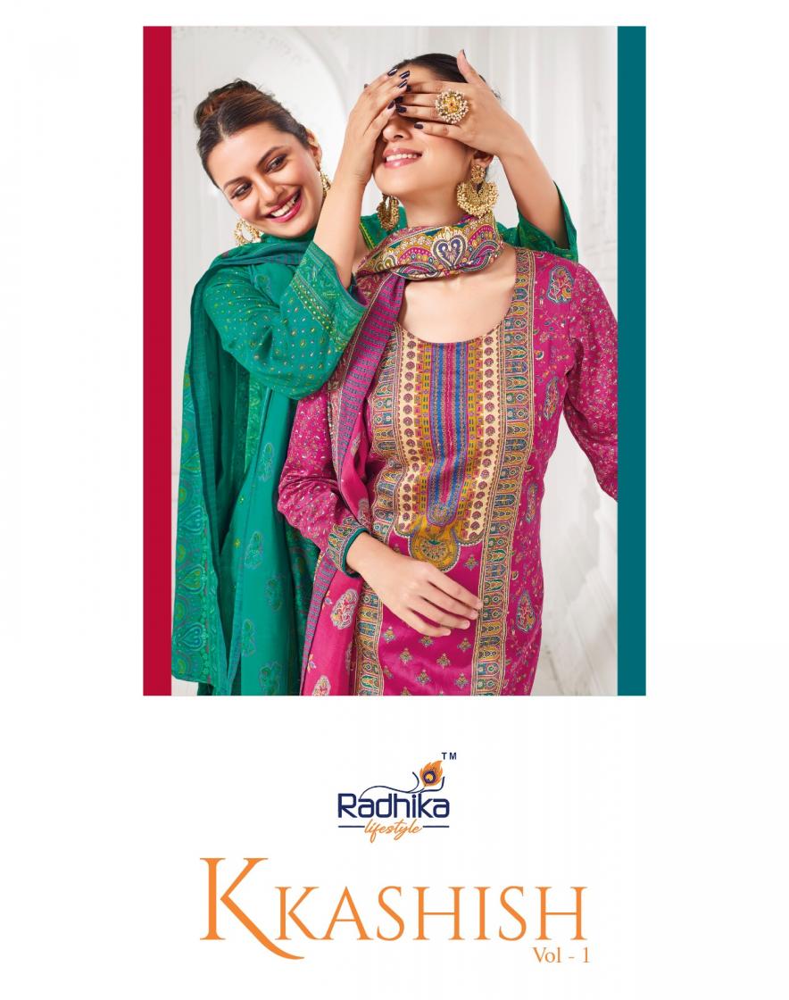 RADHIKA LIFESTYLE KKASHISH VOL 1 UNIQUE READYMADE JAM SATIN PLUS SIZE SUITS 