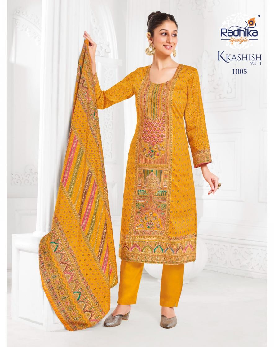 RADHIKA LIFESTYLE KKASHISH VOL 1 UNIQUE READYMADE JAM SATIN PLUS SIZE SUITS 