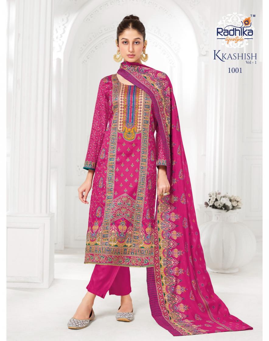 RADHIKA LIFESTYLE KKASHISH VOL 1 UNIQUE READYMADE JAM SATIN PLUS SIZE SUITS 