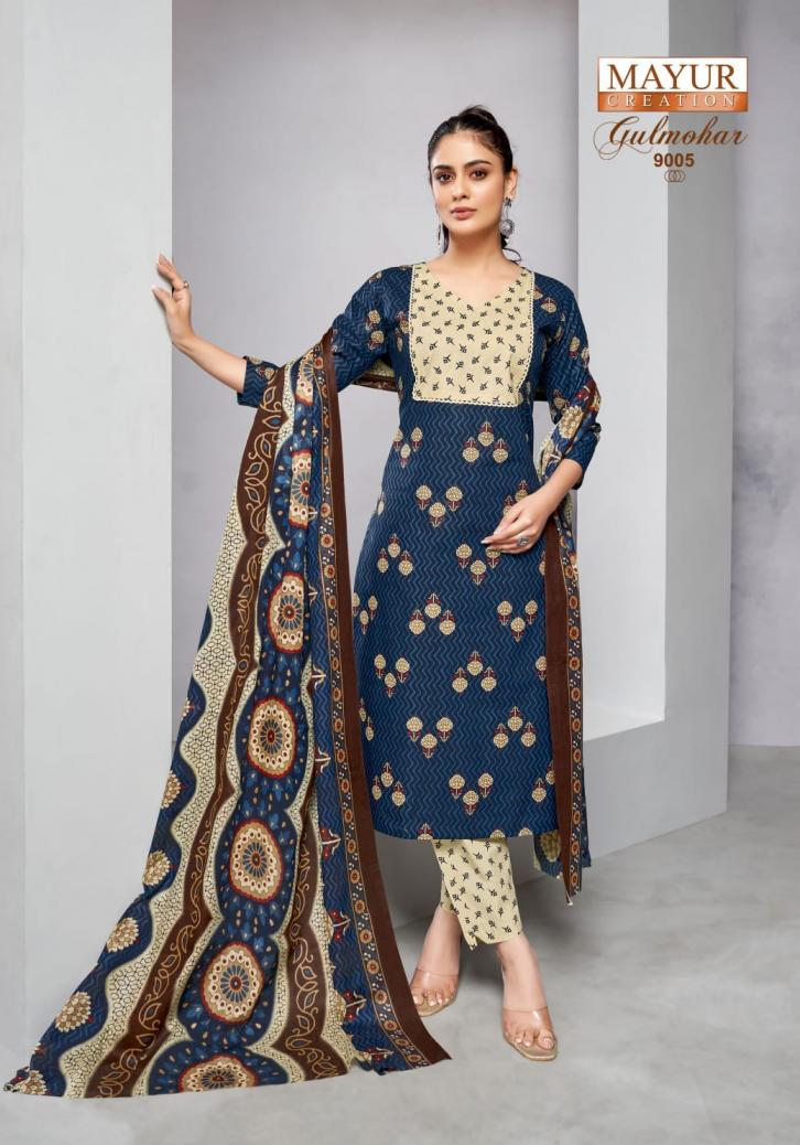 MAYUR CREATION GULMOHAR VOL 9 COTTON FULL STITCH SIZE 3PCS DRESS