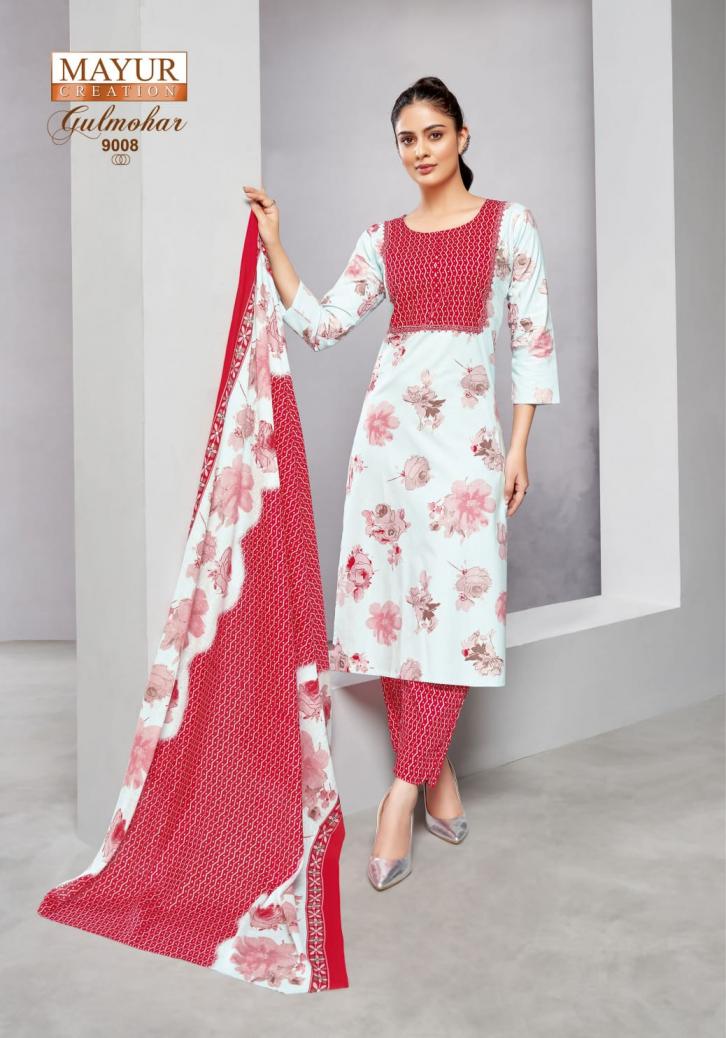 MAYUR CREATION GULMOHAR VOL 9 COTTON FULL STITCH SIZE 3PCS DRESS