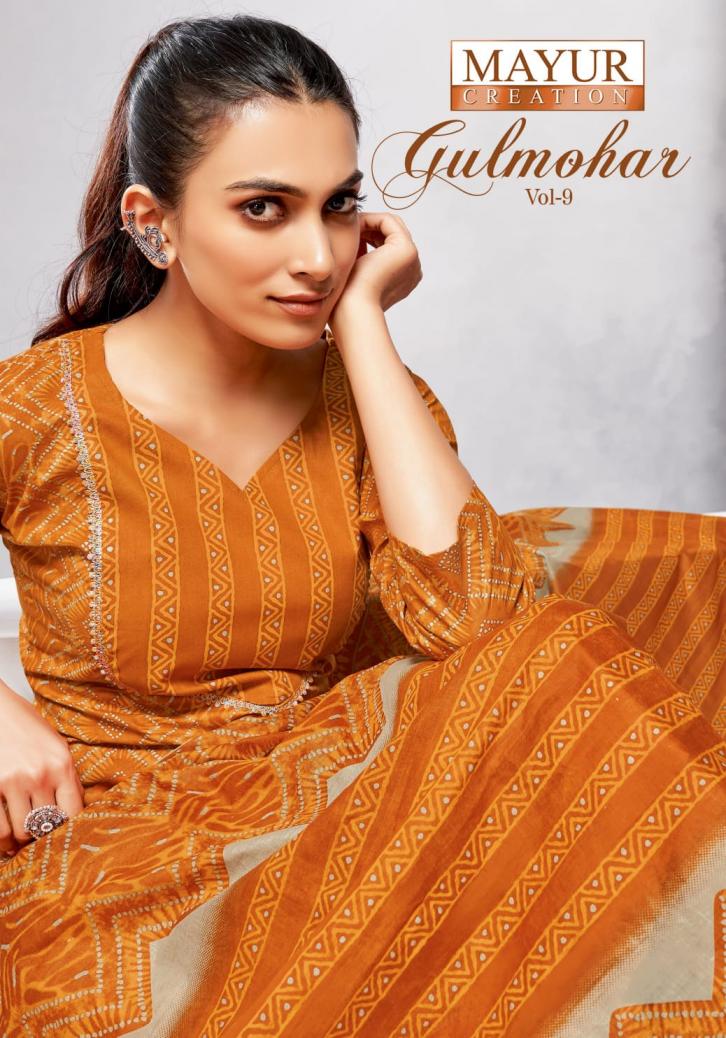 MAYUR CREATION GULMOHAR VOL 9 COTTON FULL STITCH SIZE 3PCS DRESS