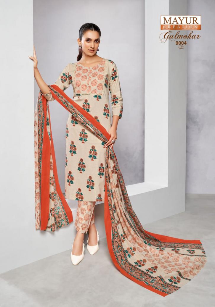 MAYUR CREATION GULMOHAR VOL 9 COTTON FULL STITCH SIZE 3PCS DRESS