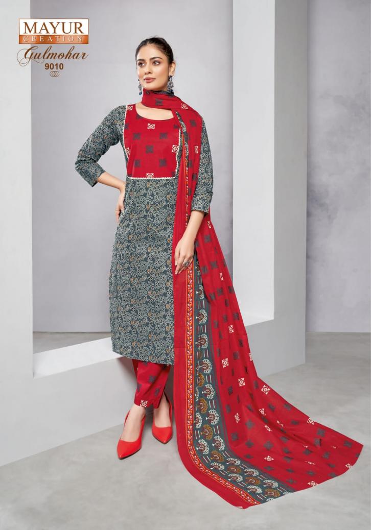 MAYUR CREATION GULMOHAR VOL 9 COTTON FULL STITCH SIZE 3PCS DRESS