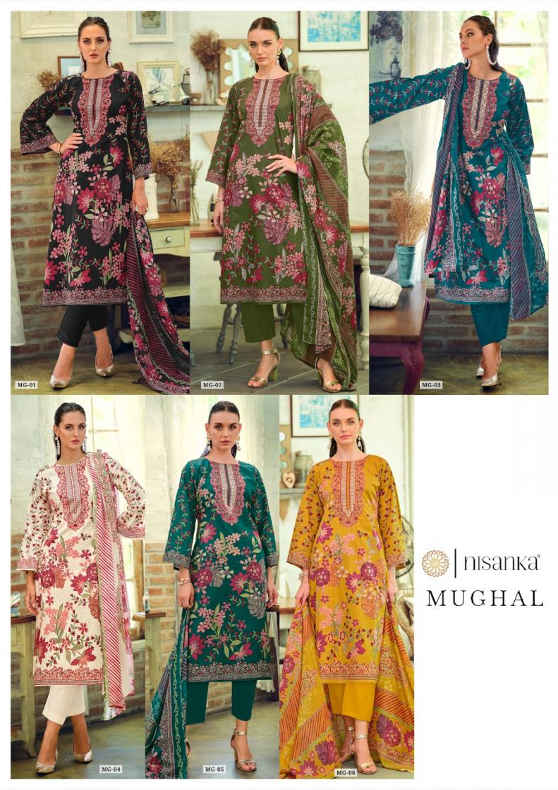 NISANKA HERMITAGE MUGHAL LAWN COTTON FULL STITCH PLUS SIZE PAKISTANI SUITS 