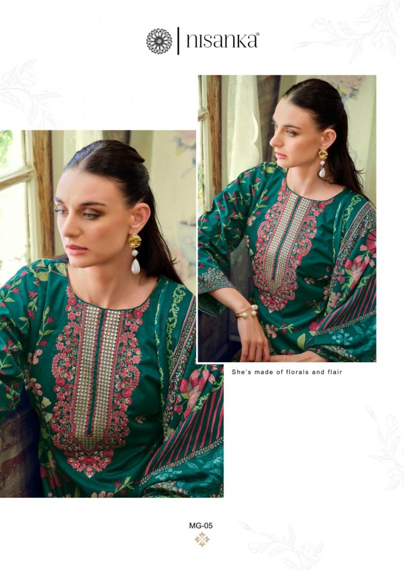NISANKA HERMITAGE MUGHAL LAWN COTTON FULL STITCH PLUS SIZE PAKISTANI SUITS 