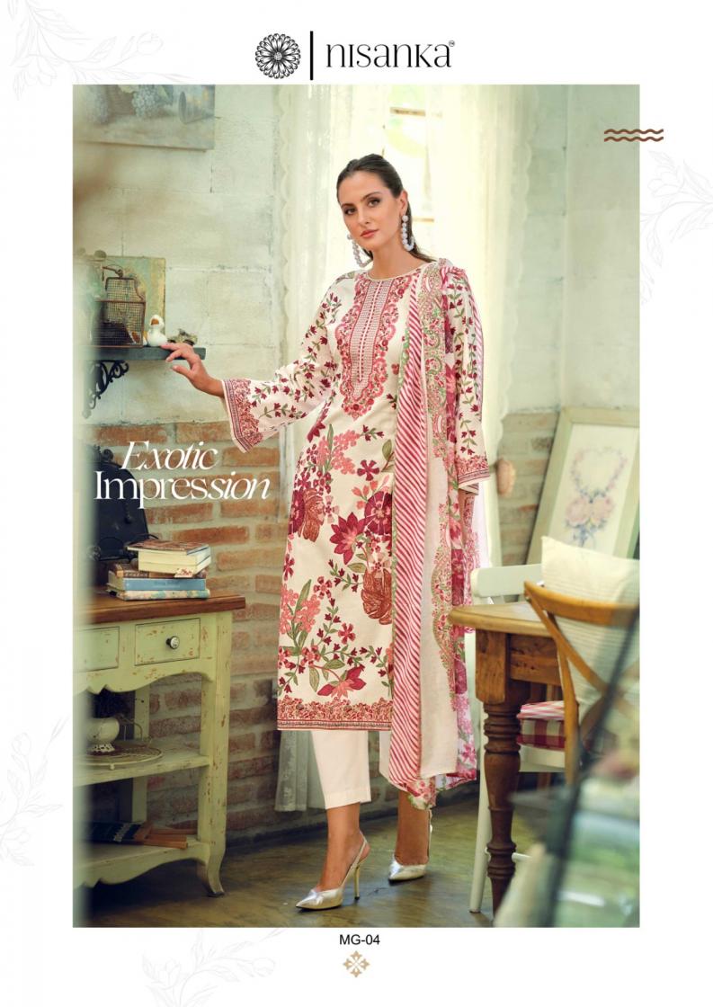 NISANKA HERMITAGE MUGHAL LAWN COTTON FULL STITCH PLUS SIZE PAKISTANI SUITS 