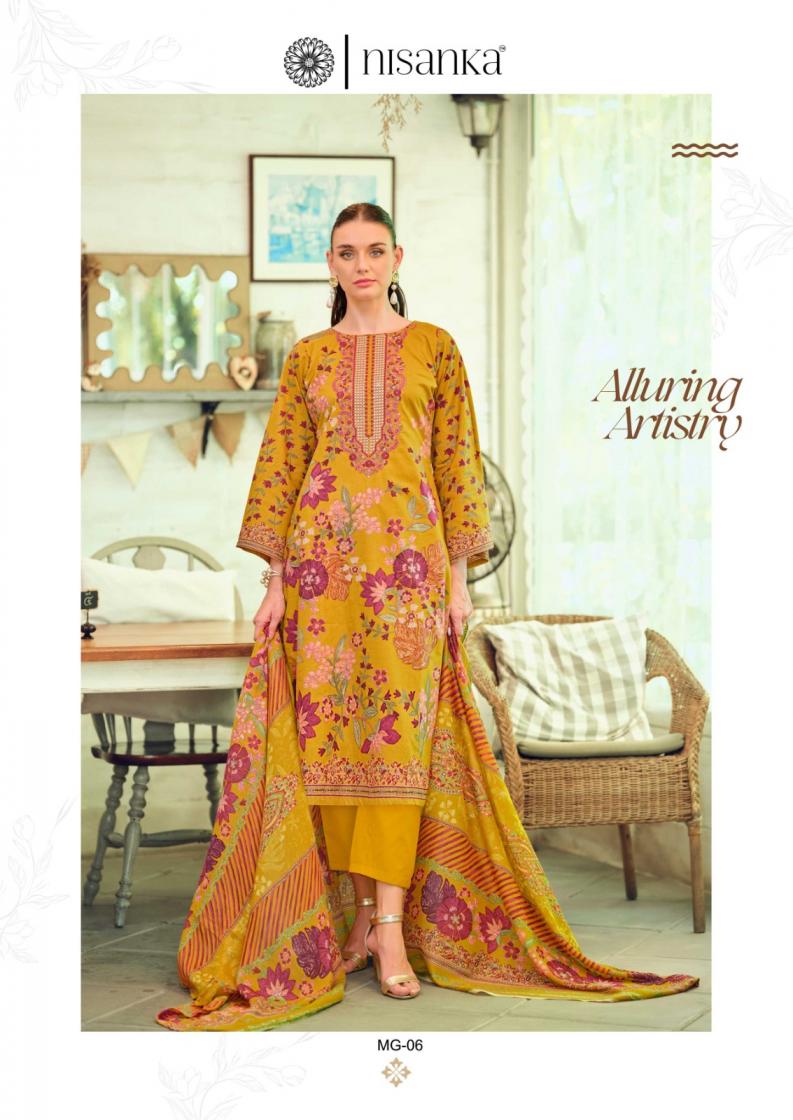 NISANKA HERMITAGE MUGHAL LAWN COTTON FULL STITCH PLUS SIZE PAKISTANI SUITS 