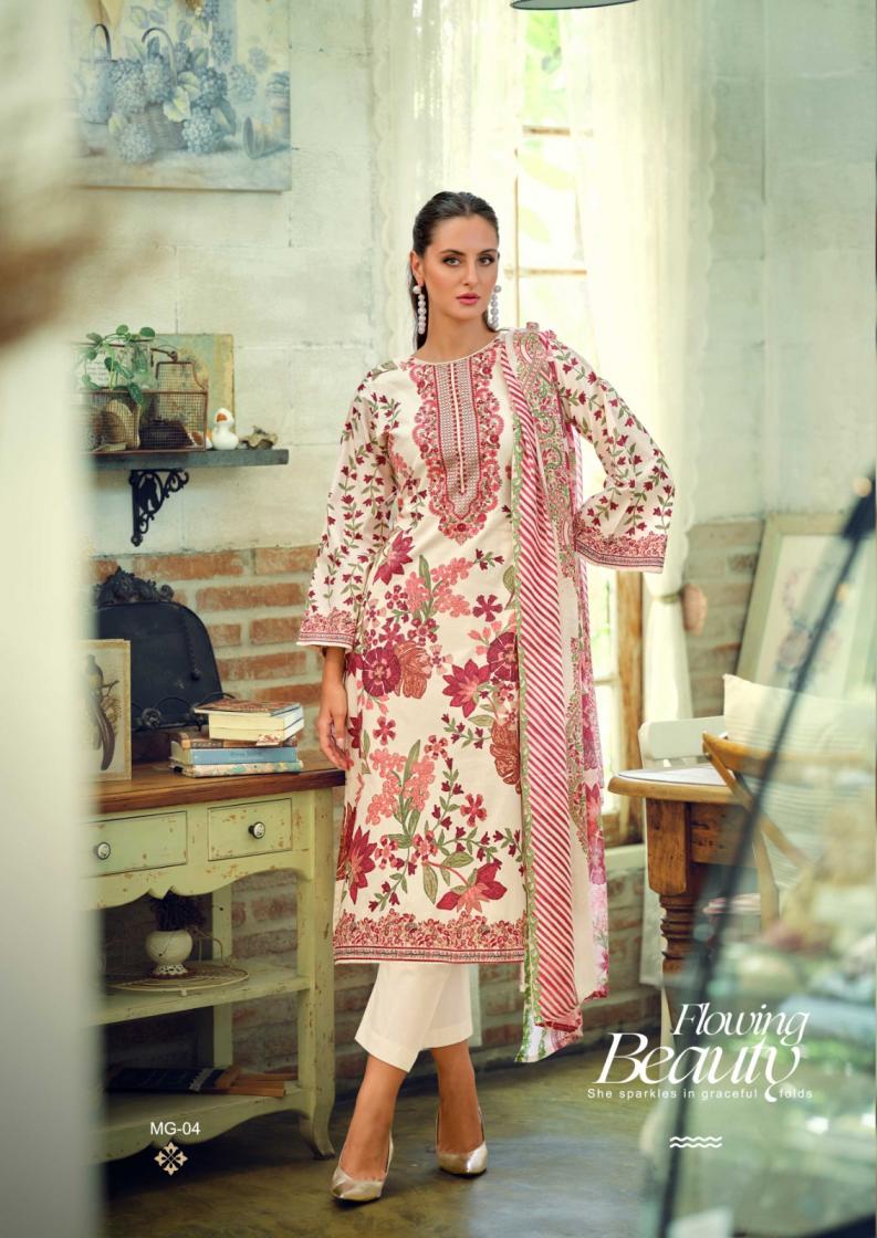 NISANKA HERMITAGE MUGHAL LAWN COTTON FULL STITCH PLUS SIZE PAKISTANI SUITS 