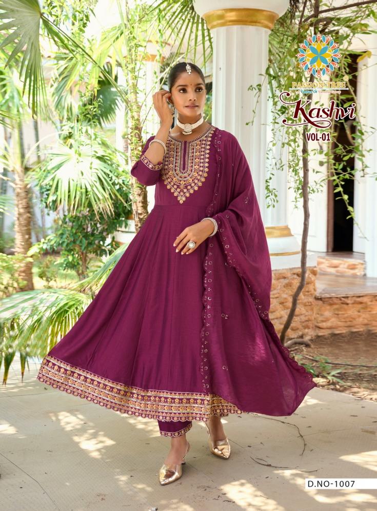 KASHVI VOL 1 BY PASSION TREE READYMADE PRETTY ANARKALI VICHITRA SILK PLUS SIZE SUITS 