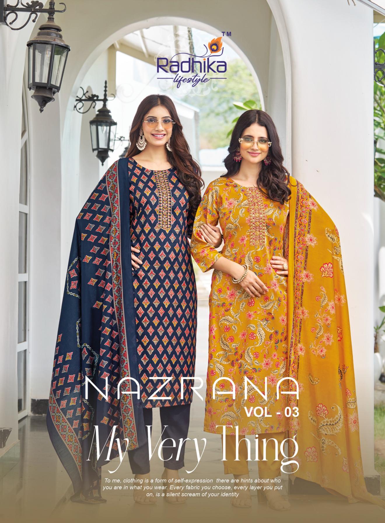 NAZRANA VOL 3 BY RADHIKA LIFESTYLE JAM SATIN READYMADE PLUS SIZE SUITS 
