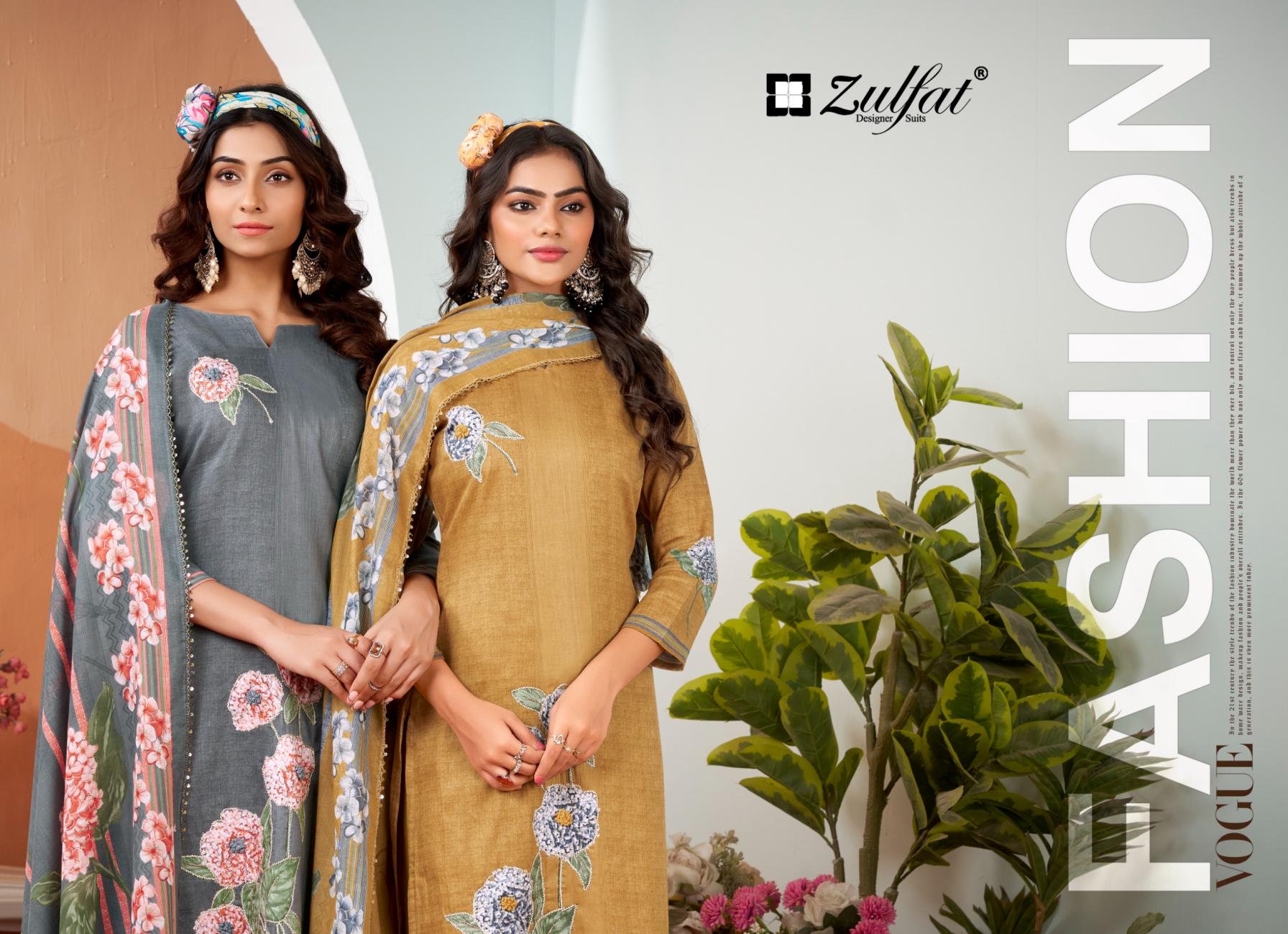 ZULFAT ROSHNI JAM COTTON ELEGANCE FULL STITCH BIG SIZE 3PCS DRESS