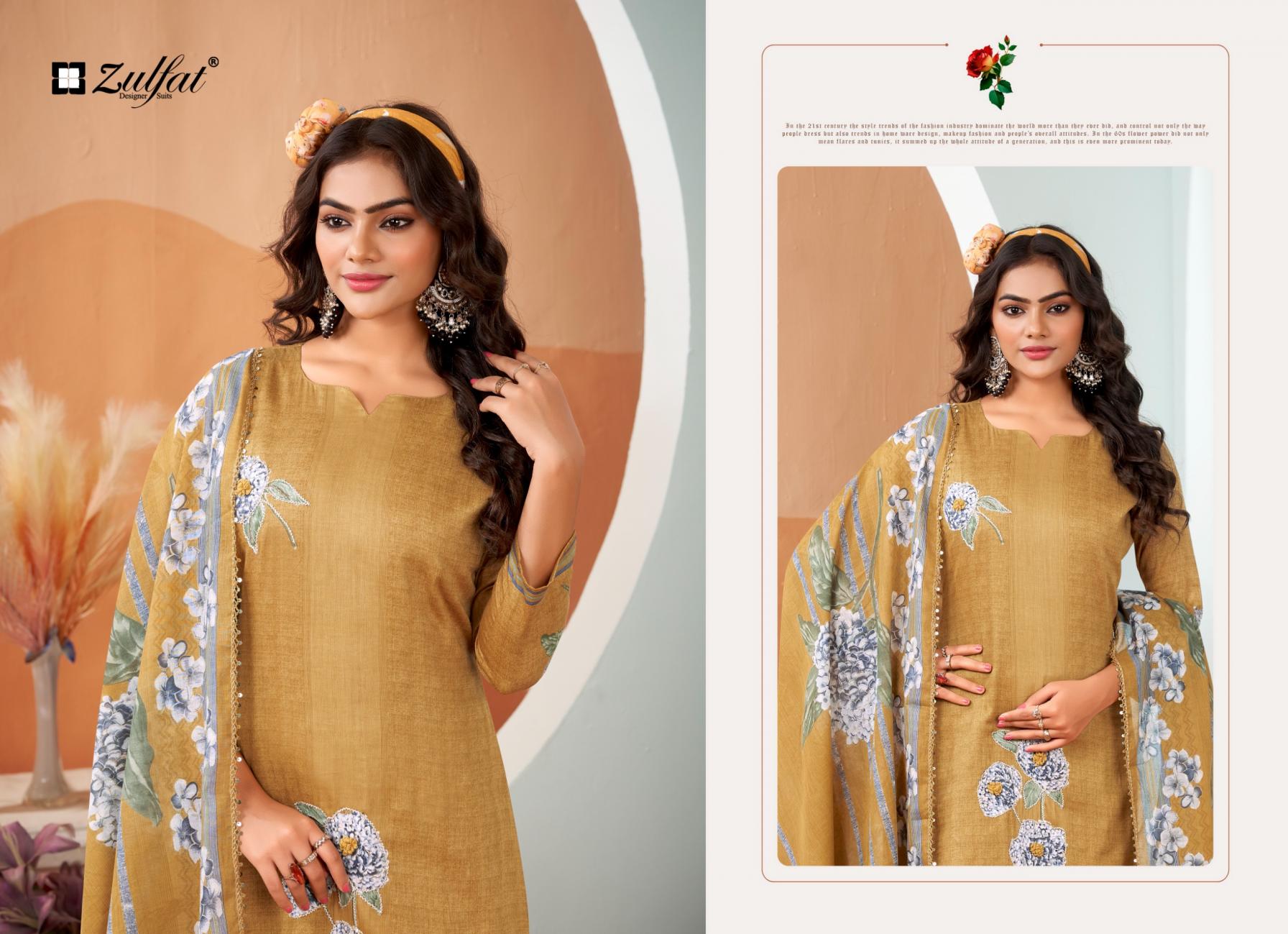ZULFAT ROSHNI JAM COTTON ELEGANCE FULL STITCH BIG SIZE 3PCS DRESS