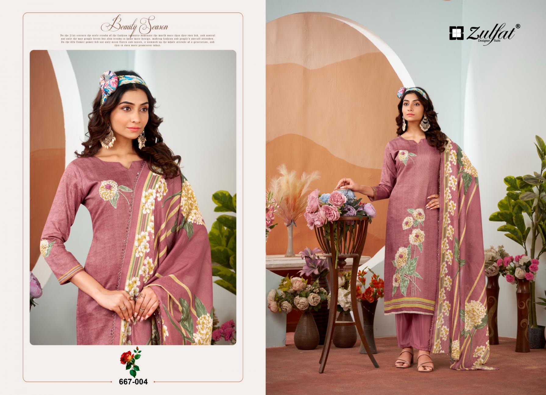 ZULFAT ROSHNI JAM COTTON ELEGANCE FULL STITCH BIG SIZE 3PCS DRESS