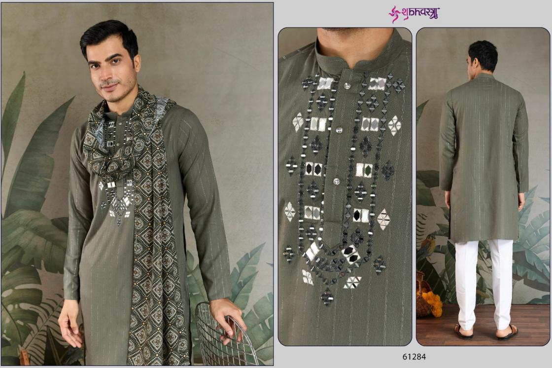 THE HERITAGE HUES BY SHUBHVASTRA VISCOSE FULL STITCH MENS KURTA WITH DUPATTA 
